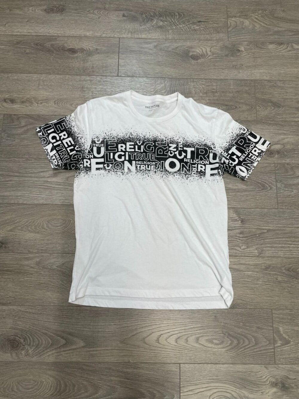True Religion White Graphic Logo Print T-Shirt Mens Large Y2K Streetwear Tee